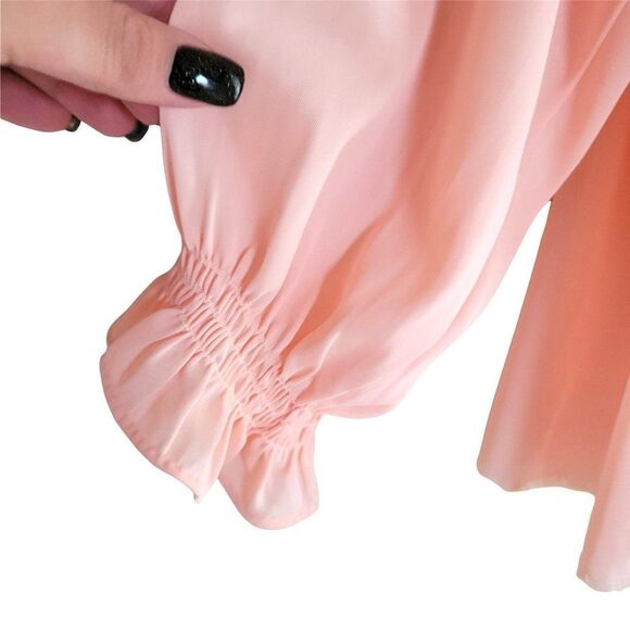 Vintage Kayser Womens Cardigan Pink L Cottage Core Sleep Shirt - Picture 8 of 9